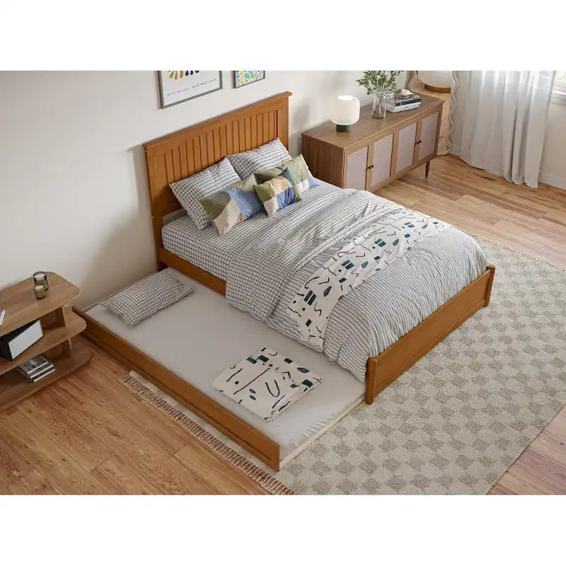 Malta Platform Bed with Panel Footboard and Twin Trundle