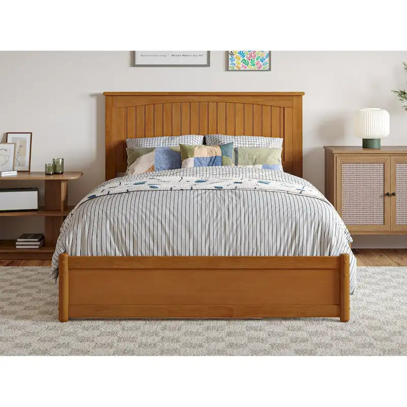 Malta Platform Bed with Panel Footboard and Twin Trundle