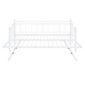 Twin Size Metal Daybed with Twin Size Adjustable Trundle, Portable Folding Trundle