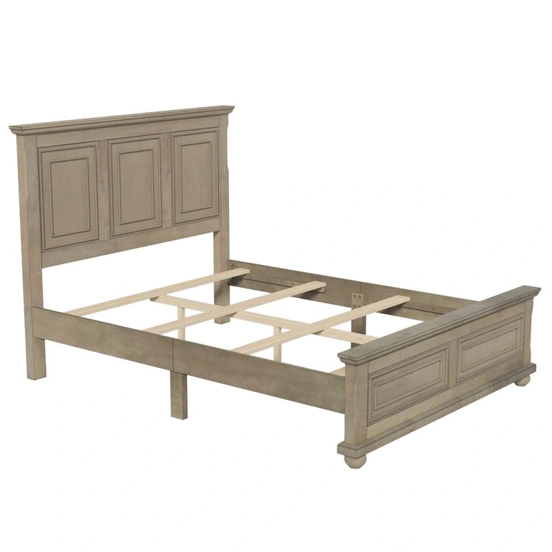 Traditional Town and Country Style Pinewood Vintage Queen Bed