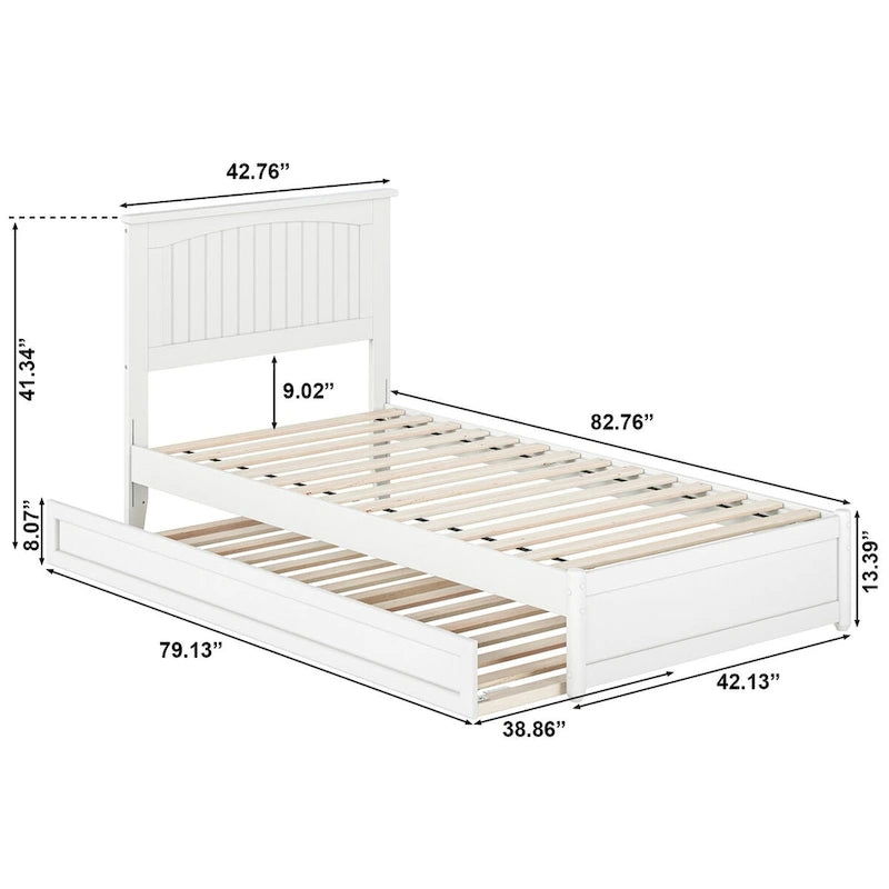 Malta Platform Bed with Panel Footboard and Twin XL Trundle