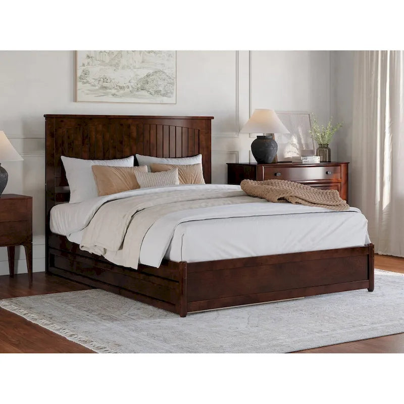 Malta Platform Bed with Panel Footboard and Twin XL Trundle
