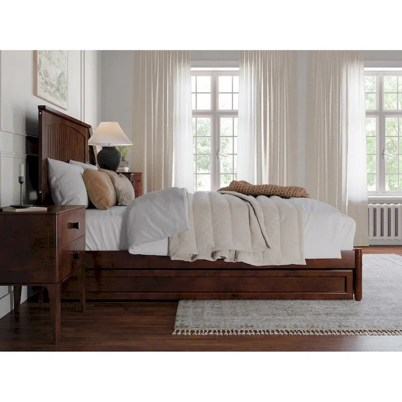 Malta Platform Bed with Panel Footboard and Twin XL Trundle