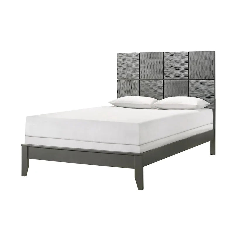 Sim 3 Piece Gunmetal Gray Panel Bedroom Set