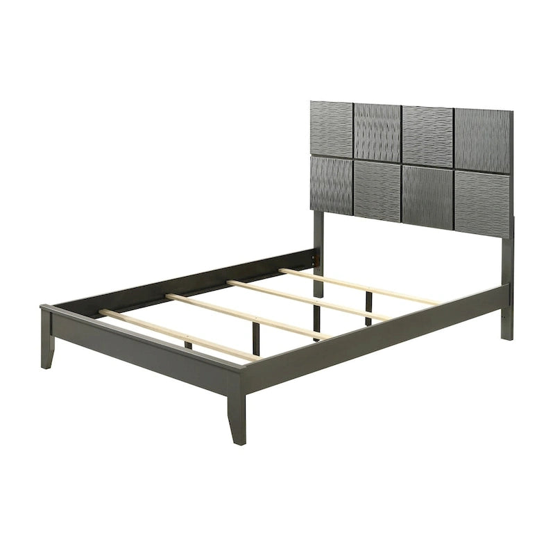 Sim 3 Piece Gunmetal Gray Panel Bedroom Set