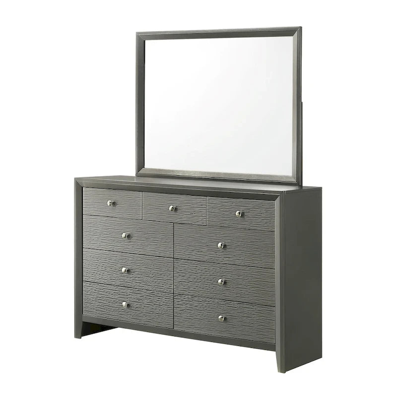 Sim 3 Piece Gunmetal Gray Panel Bedroom Set