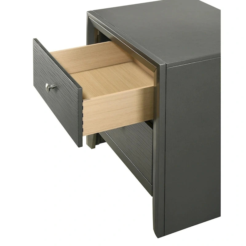Sim 3 Piece Gunmetal Gray Panel Bedroom Set