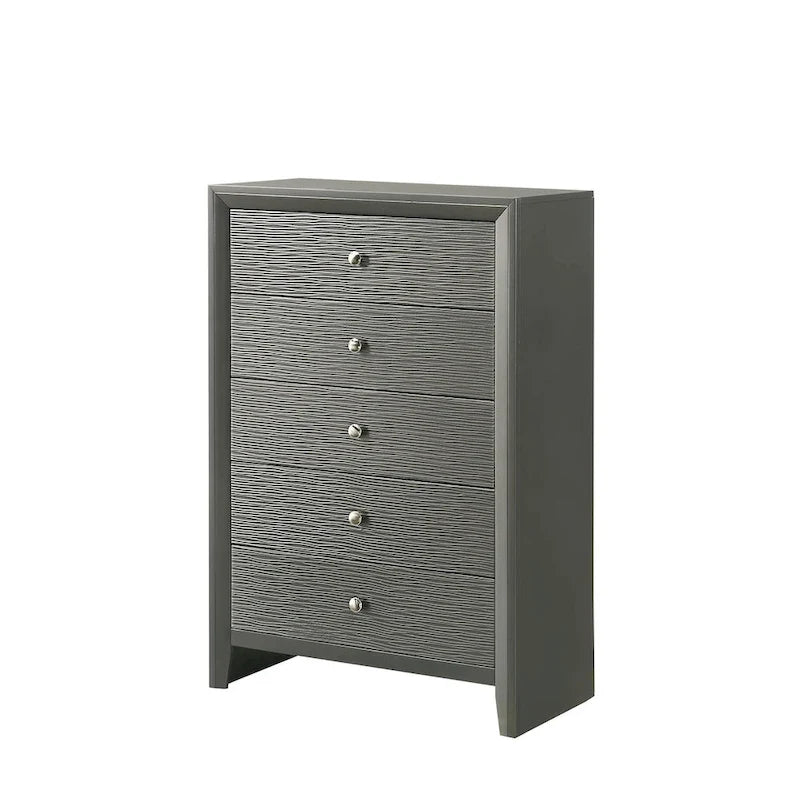 Sim 3 Piece Gunmetal Gray Panel Bedroom Set