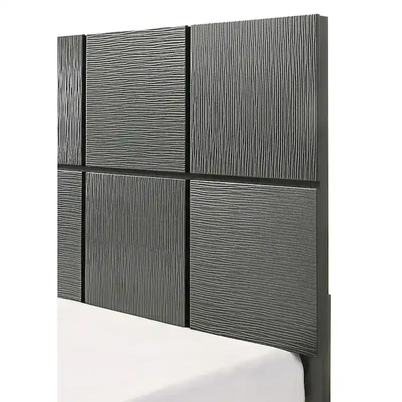 Sim 3 Piece Gunmetal Gray Panel Bedroom Set