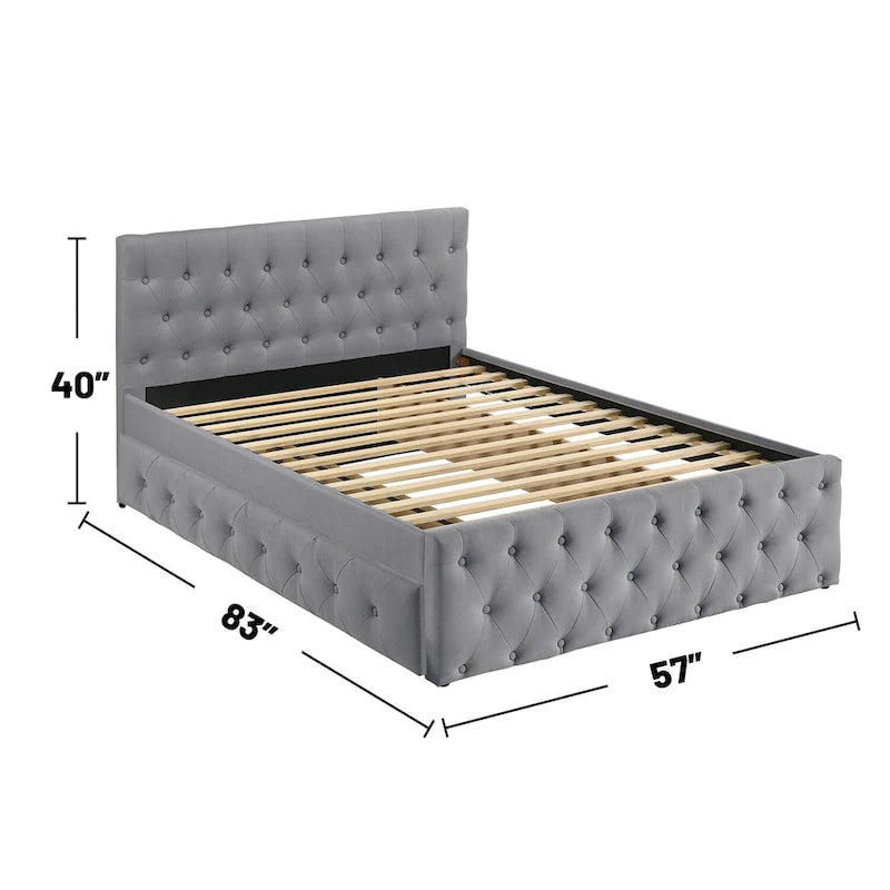 Fabric Fully Upholstered Full Bed with Trundle