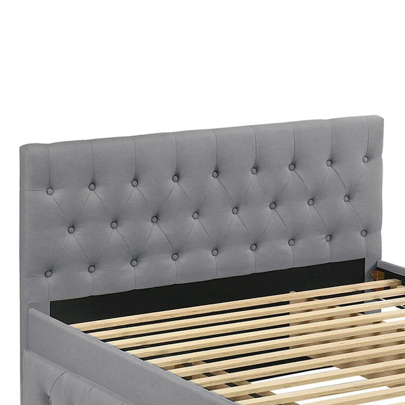 Fabric Fully Upholstered Full Bed with Trundle