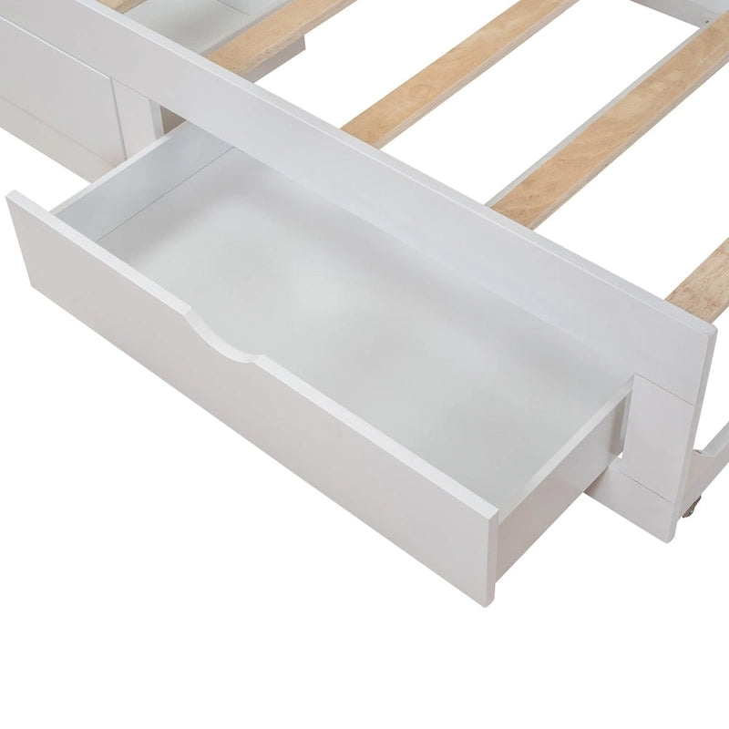 Wooden Extendable Sofa Bed, Daybed with Trundle and 2 Storage Drawers