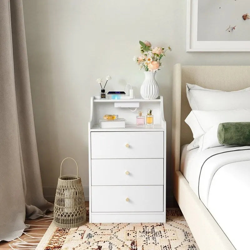 3 Drawer Nightstand with USB