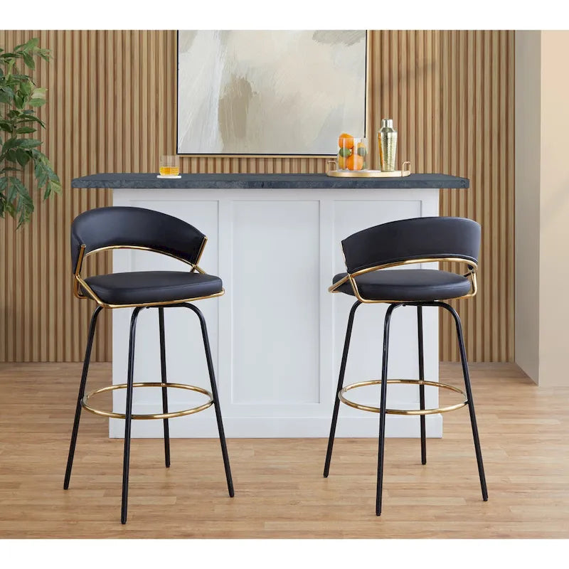 Tabouret de bar à hauteur fixe avec pieds en métal (Lot de 2)