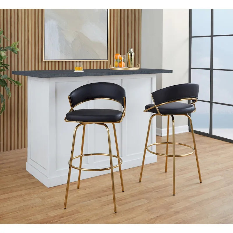 Tabouret de bar à hauteur fixe avec pieds en métal (Lot de 2)