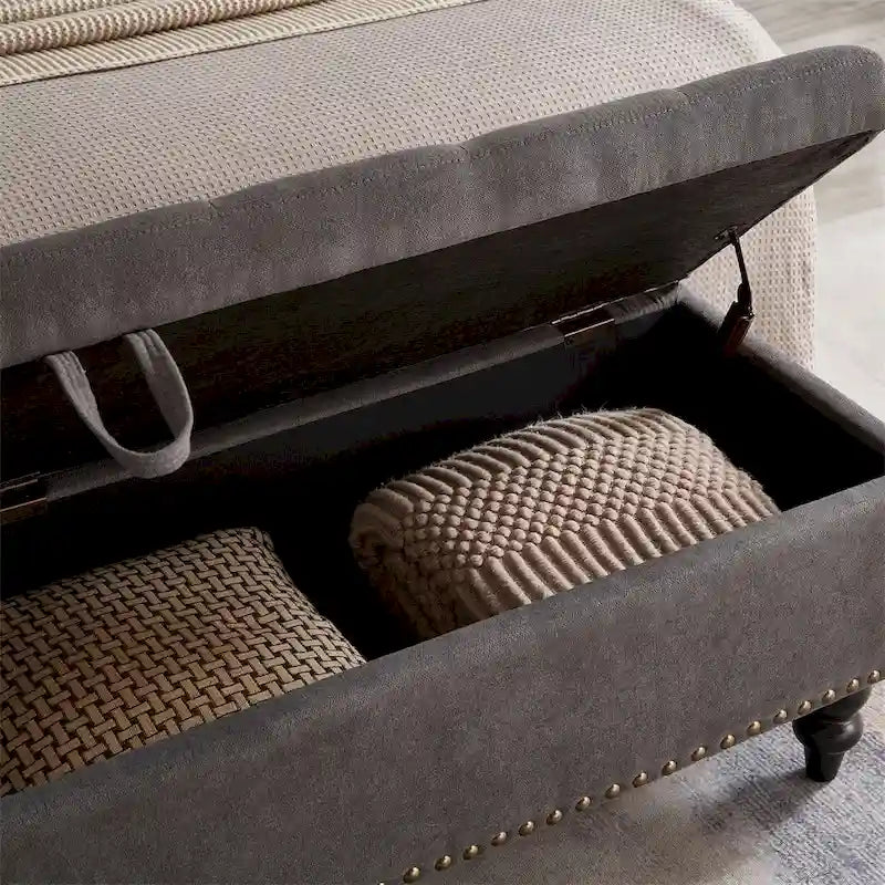 59 Bed Bench Ottoman with Storage Fabric
