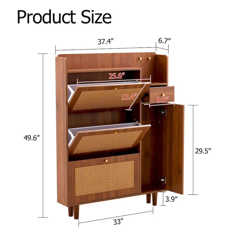 Meuble de rangement moderne minimaliste en rotin japonais, petit meuble à chaussures avec dessus d'armoire, convient aux couloirs et aux salons.