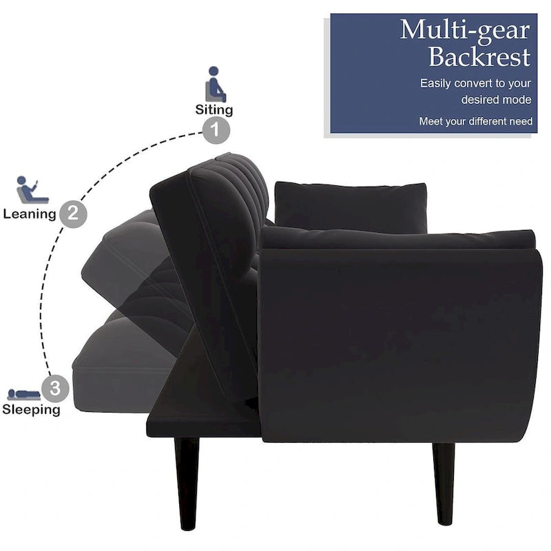 Canapé Futon 57, Canapé-lit Pliant Convertible Fauteuil Inclinable pour Salon