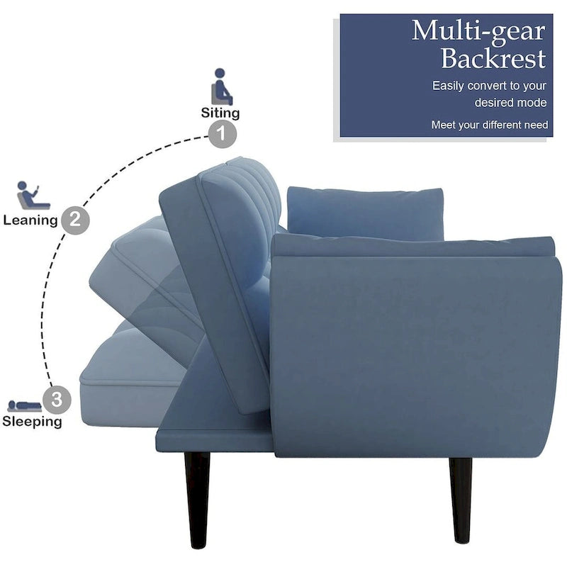 Canapé Futon 57, Canapé-lit Pliant Convertible Fauteuil Inclinable pour Salon