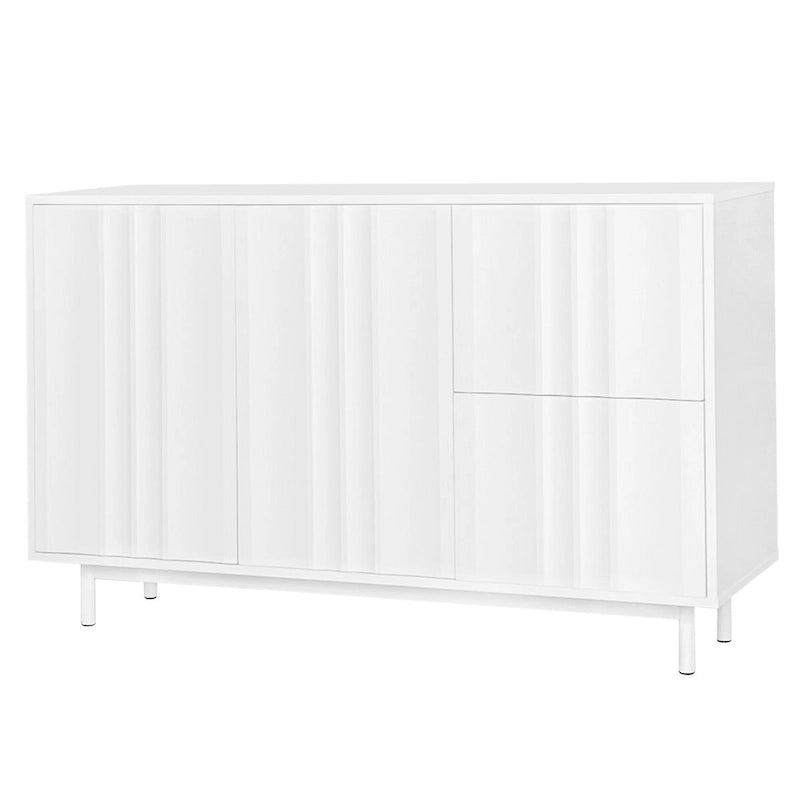Wave Pattern Storage Cabinet with 2 Doors and 2 Drawers, Adjustable, Suitable for Study,Entrance and Living Room