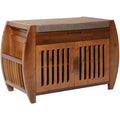 Bamboo Shoe Storage Bench with Storage Space and Padded Seat Cushion, for Entryway, Living Room, Bedroom, Brown