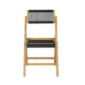 Kiawah Coastal Modern Wood Roped Folding Chair with Adjustable Back, Black/Natural (Set of 2) by JONATHAN Y