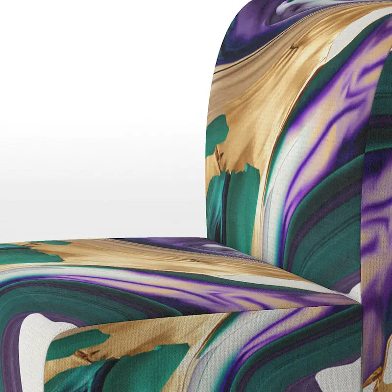 Designart Purple, Green And Gold Bold Strokes I Upholstered Modern & Contemporary Accent Chair and Modern Arm Chair