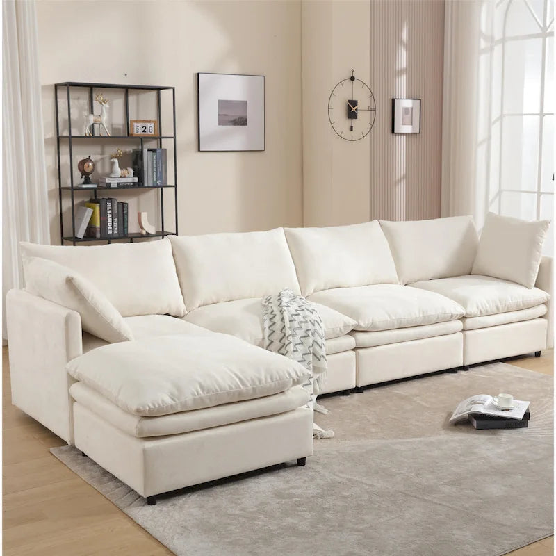 Modern Upholstered Sectional Sofa with Chaise Lounge