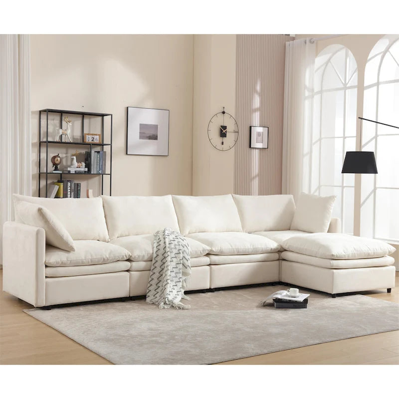 Modern Upholstered Sectional Sofa with Chaise Lounge