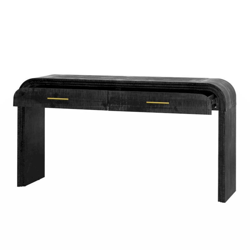 Unique Retro Silhouette Console Table with Open Style, Two Top Drawers