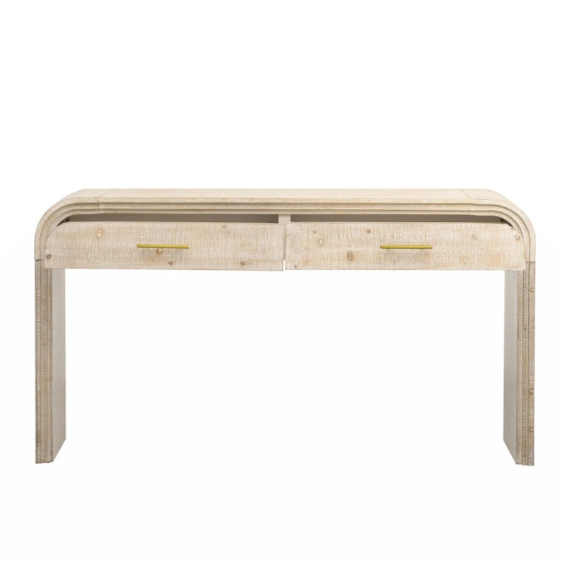 Unique Retro Silhouette Console Table with Open Style, Two Top Drawers