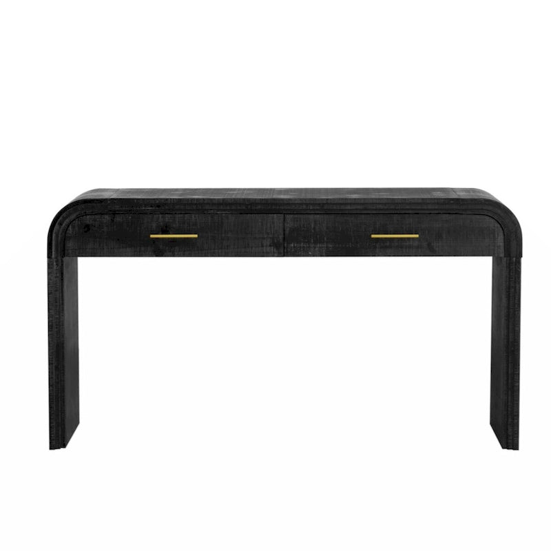 Unique Retro Silhouette Console Table with Open Style, Two Top Drawers
