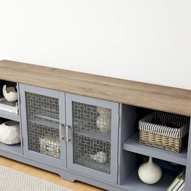 Meuble TV moderne de style ferme, grande console de divertissement à domicile