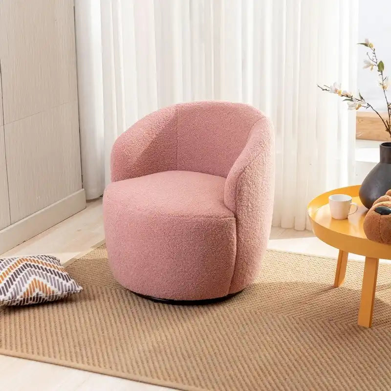 Teddy Fabric Swivel Accent Armchair Barrel Chair