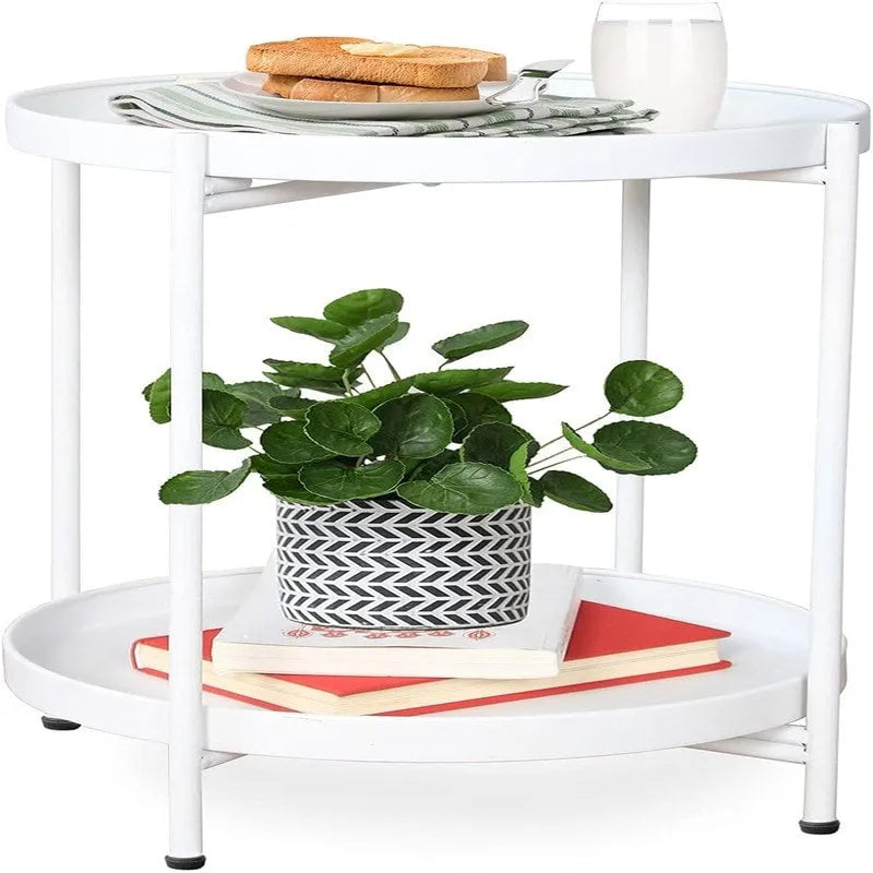 Table 2-Tier Metal Sofa Side Table - 15D x 15W x 20H