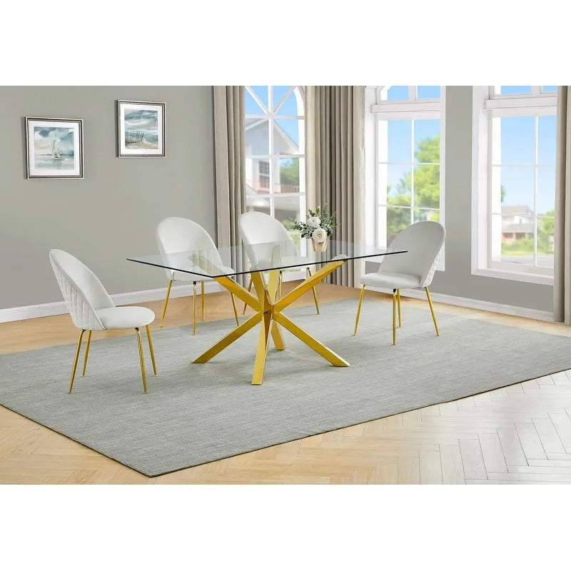 Best Quality Furniture Contemporary Glass 5-pc Dining Set