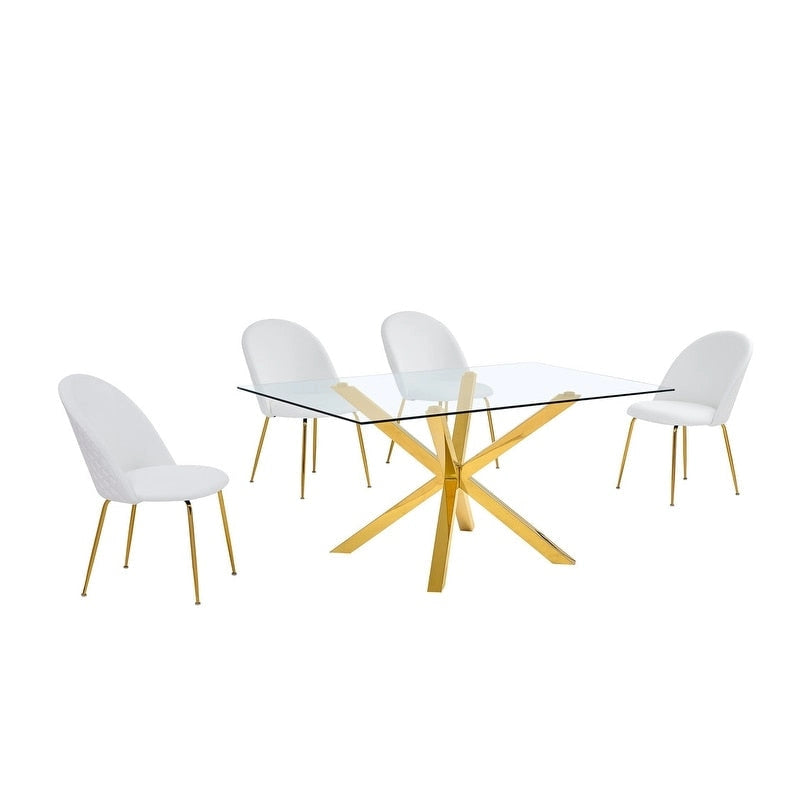 Best Quality Furniture Contemporary Glass 5-pc Dining Set