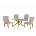 Best Quality Furniture Contemporary Glass Dining Set w/ Rings