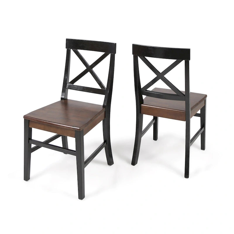 Roshan Farmhouse Acacia Wood Dining Chairs set of 2