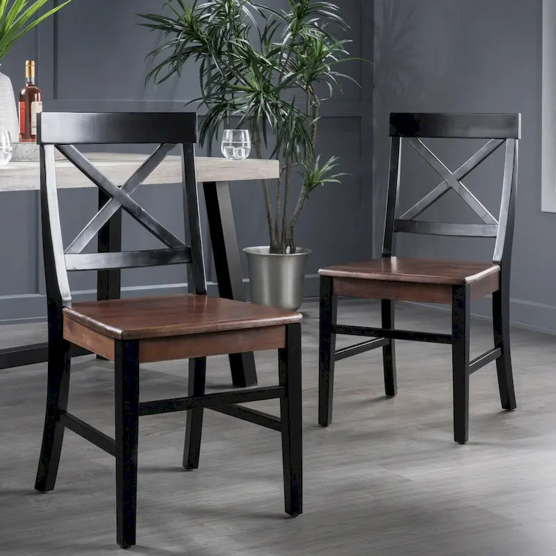 Roshan Farmhouse Acacia Wood Dining Chairs set of 2