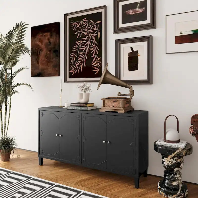 4-Door Wooden Sideboard Buffet Cabinet