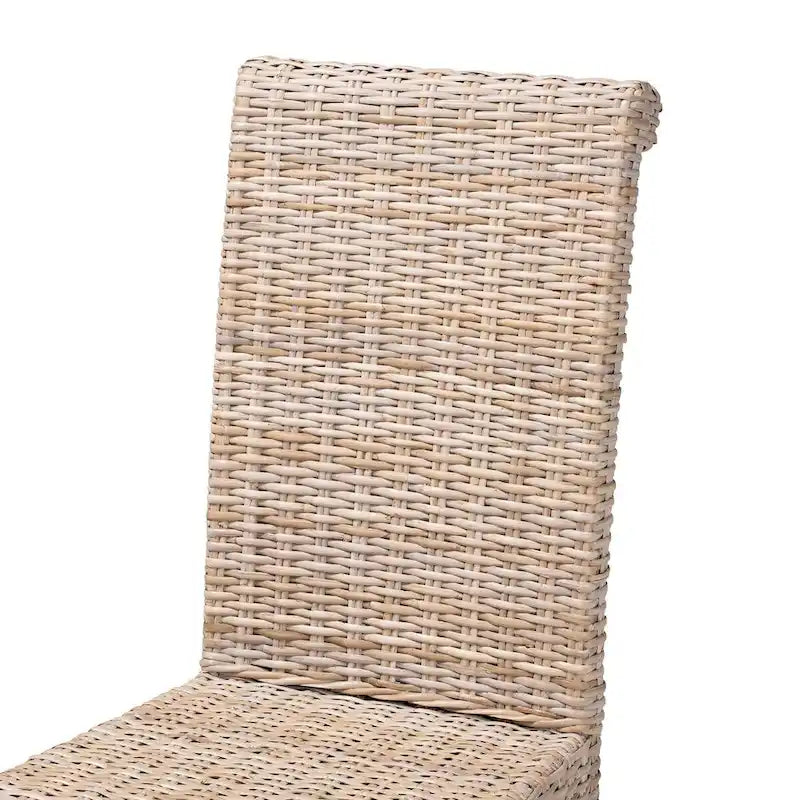 Chaise de salle à manger Bohème Grise en Rotin Kubu Naturel et Bois de Mangue