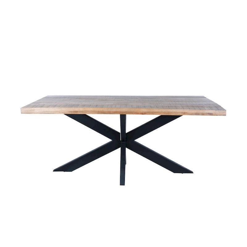 RRI Goods Sophisticated Dining Rectangle Table with Mango Wood Top and Metal Spider Leg Design, 63-Inch