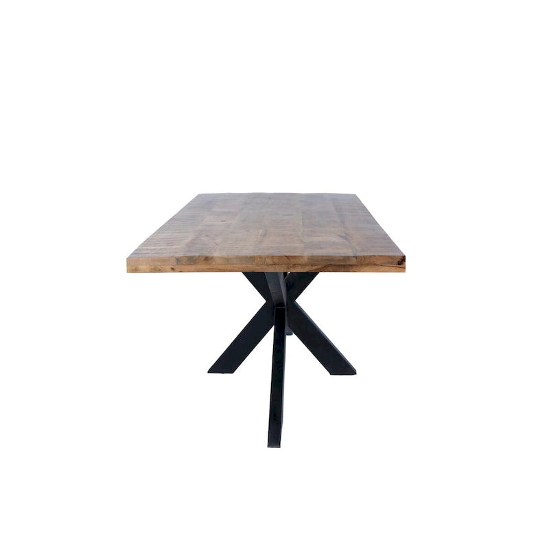 RRI Goods Sophisticated Dining Rectangle Table with Mango Wood Top and Metal Spider Leg Design, 63-Inch