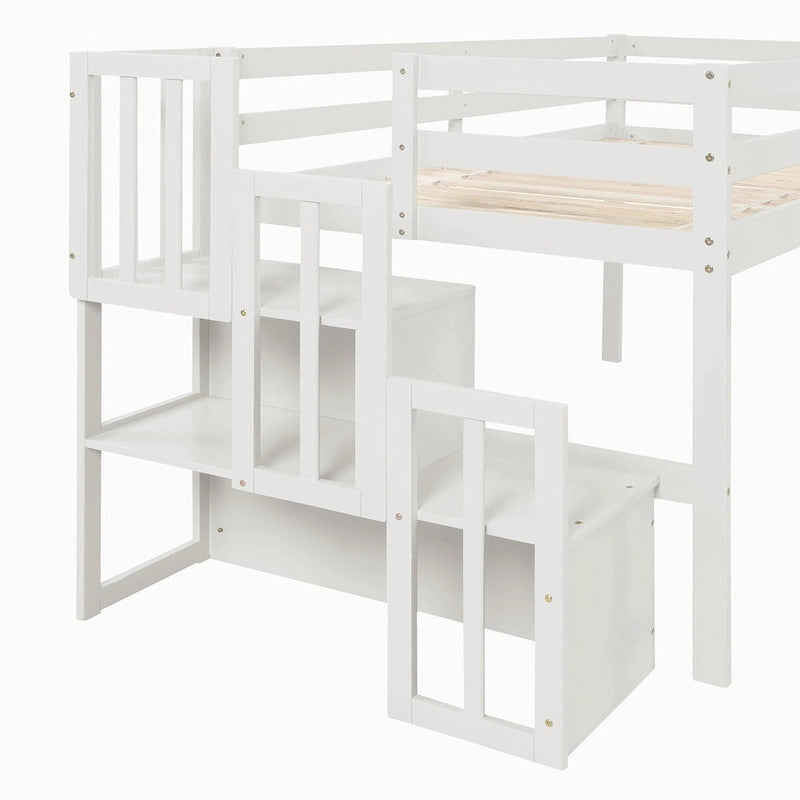 Twin Size Loft bed with staircase and Storage step