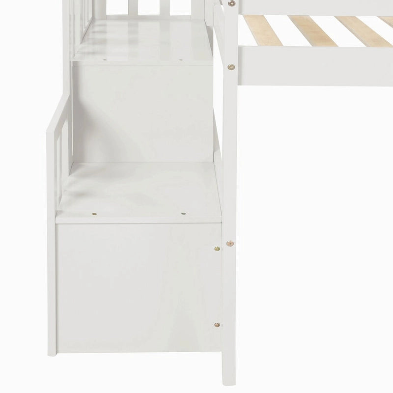 Twin Size Loft bed with staircase and Storage step