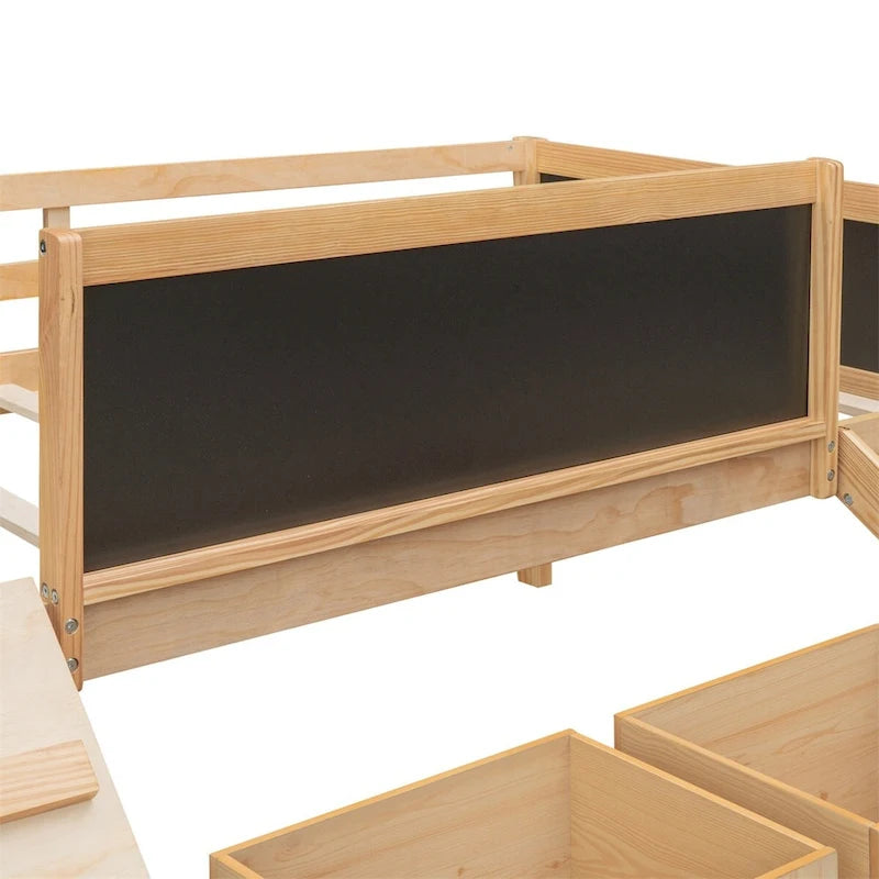 Merax Twin size Loft Bed Wood Bed with Two Storage Boxes