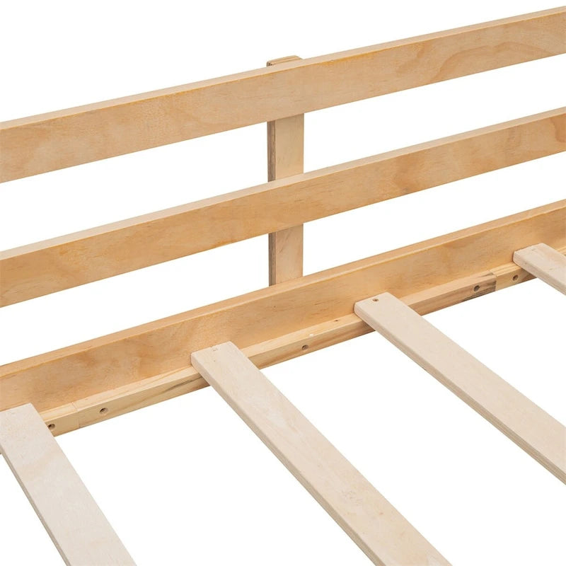 Merax Twin size Loft Bed Wood Bed with Two Storage Boxes
