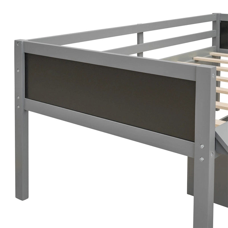 Merax Twin size Loft Bed Wood Bed with Two Storage Boxes