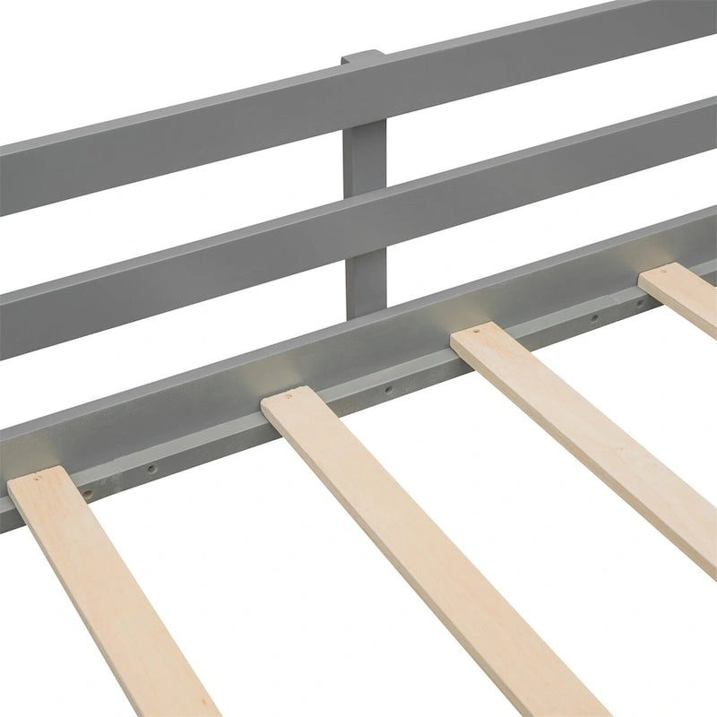 Merax Twin size Loft Bed Wood Bed with Two Storage Boxes